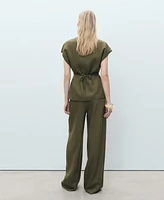 Mango Women's Linen-Blend Straight-Fit Pants