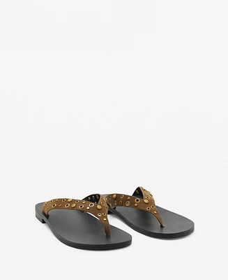 Mango Women's Die-Cut Straps Suede Sandals