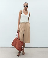 Mango Women's Lyocell Pleated Bermuda Shorts
