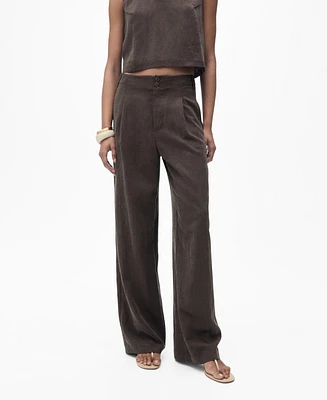 Mango Women's Pleated Straight-Fit Lyocell Pants