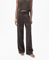 Mango Women's Pleated Straight-Fit Lyocell Pants