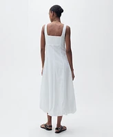Mango Women's Puffed Hem Embroidered Dress