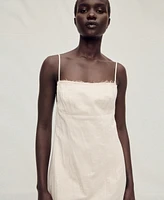 Mango Women's Frayed Neckline Cotton Dress