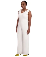Kasper V-Neck Bow-Strap Jumpsuit, Regular & Plus Sizes