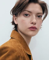 Mango Women's Lapelled Suede Coat