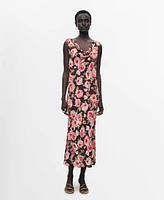 Mango Women's Draped Neck Floral Dress