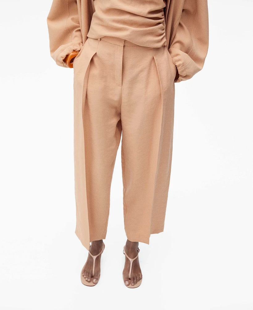 Mango Women's Pleated Straight-Fit Lyocell Pants