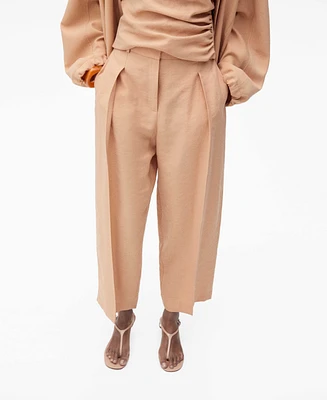 Mango Women's Pleated Straight-Fit Lyocell Pants