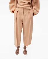 Mango Women's Pleated Straight-Fit Lyocell Pants