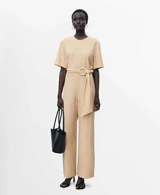Mango Women's Straight-Fit Short-Sleeved Jumpsuit