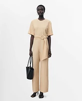 Mango Women's Straight-Fit Short-Sleeved Jumpsuit