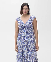 Mango Women's Long Flared Floral Dress