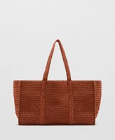 Mango Women's Natural Fiber Double-Handle Shopping Bag