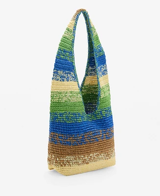 Mango Women's Natural Fiber Gradient Shopping Bag