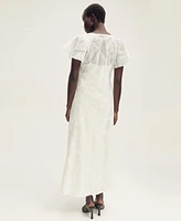 Mango Women's Openwork Details Embroidered Dress