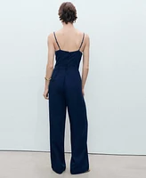 Mango Women's Long Denim-Effect Jumpsuit