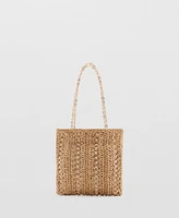 Mango Women's Metal Rings Natural Fiber Bag