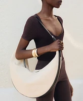 Mango Women's Oval Linen-Blend Shoulder Bag
