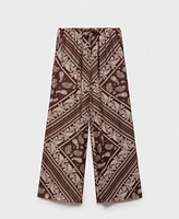 Mango Women's Wide Leg Paisley Pants