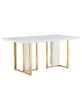 Marble Pattern Dining Table Set with 8 Pu Chairs (67"x36