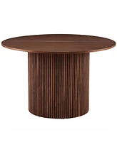 47" Walnut Veneer Dining Table for 4, Farmhouse Style, Wood Base