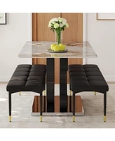 Pandora Stone Dining Table Set with Benches: Modern Luxury for Your Home
