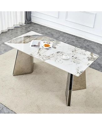Pandora Patterned Dining Table with Butterfly Legs (63"x31.5x30")