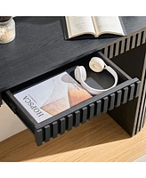 59" Modern Drawer Console Table with Unique Vertical Stripe