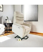 Comfortable electric lift chair, made of high-grade leather, provides full body support and convenient remote control operation, making it an ideal ch