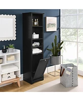 64" Bathroom Storage Cabinet with Laundry Hamper and Adjustable Shelves