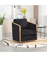 Corduroy Swivel Barrel Chair for Home & Office (Black)