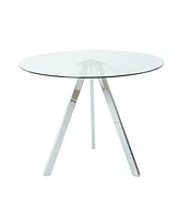 Modern Glass Dining Table with Electroplated Metal Legs