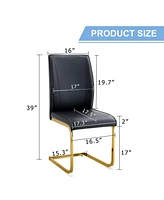 Elegant Arch Dining Chairs (Set of 8) - Black Pu, Gold Metal Legs