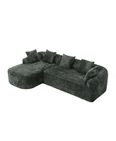 Boucle Sofa 3 Seater for Living Room Oversized Comfy Sofa L-Shape Sofa Couch with Chaise Home Furniture Sleeper Sectional Sofa for Apartment, Office L