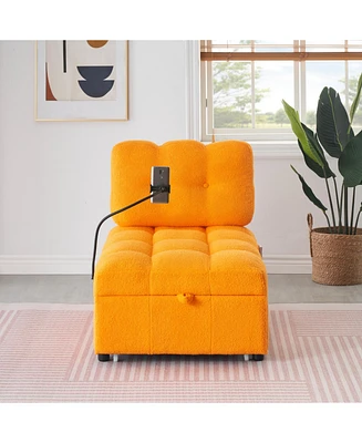40.20 inches long, Teddy Sofa Fabric,a convertible sofa-bed, for Apartment Office Living Room - Orange