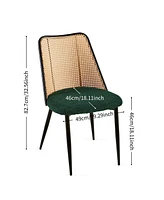Boucle and Cane Dining Chairs (Set of 4)