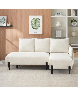 79.50 inches long, Velvet Sofa Fabric, with three matching pillows and spacious and comfortable seats, for Apartment Office Living Room