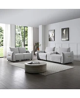 Power Recliner Sofa Set with Led, Living Room Furniture Set, Leather Sofa Set with Usb Port Storage Console Cup Holder