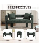 Upholstered Chenille Loveseat: Compact Sofa for Living Areas (Emerald)