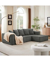 Chenille L-Shaped Sectional Sofa Set,Minimalist Style Modular Sectional Sofa, Luxury Chenille Fabric Cloud Couch for Living Room