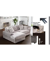 Modern CorduroyCorner sofa Sleeper Sofa Couch With Comfy Deep Seat& 6 Pillows