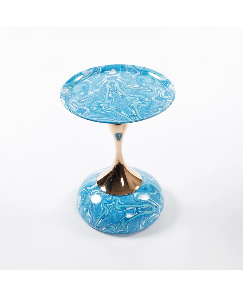 Modern Round Coffee Table, Metal Pedestal Table for Small Spaces