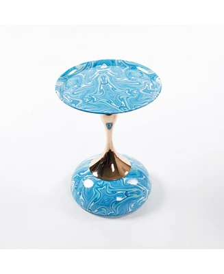 Modern Round Coffee Table, Metal Pedestal Table for Small Spaces