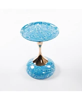 Modern Round Coffee Table, Metal Pedestal Table for Small Spaces