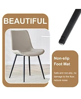Cozy Modern Mdf Dining Set with 6 Gray Faux Leather Chairs