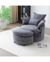Modern 360 Swivel Accent Chair with 4 Pillows (Grey