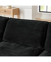 Modern L-Shaped Sectional Sofa with Ottoman, 4-Seat Couch (Black