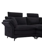 Cloud Comfort Sectional Sofa with Ottomans (85.8", Black