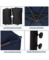 10 Feet Cantilever Umbrella with 32 Led Lights and Solar Panel Batteries