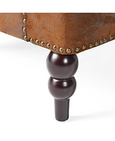 Tufted Club Chair with Nailhead Trim and Birch Wood Legs